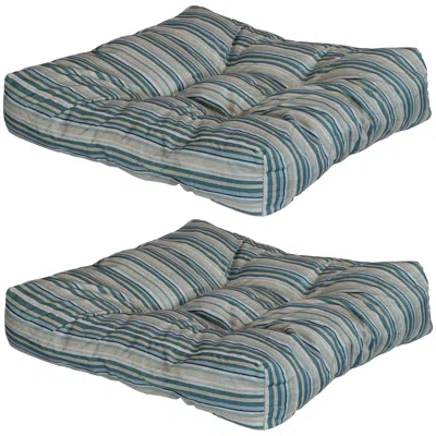 SUNNYDAZE INDOOR/OUTDOOR REPLACEMENT SQUARE TUFTED PATIO CHAIR SEAT AND BACK CUSHIONS - 20" - 2PK