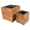 Sunnydaze Indoor/outdoor Square Acacia Wood Planter Box With Plastic Liner - 2pk