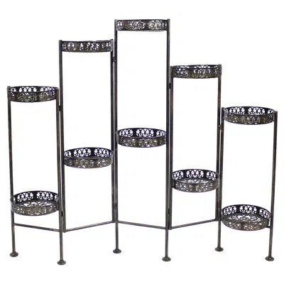 Sunnydaze Indoor/outdoor Steel 10-tiered Folding Succulent Flower Plant Display Stand - 52" - Bronze In Black