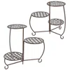 Sunnydaze Indoor/outdoor Steel Decorative Checker Top 3-tiered Flower Plant Stand Display - Bronze - 2pk