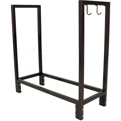 SUNNYDAZE INDOOR/OUTDOOR STEEL FIRE PIT OR FIREPLACE FIREWOOD LOG RACK HOLDER WITH HOOKS - 30"