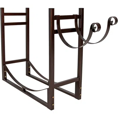Sunnydaze Indoor/outdoor Steel Fire Pit Or Fireplace Firewood Log Rack Holder With Kindling Storage Space - 33