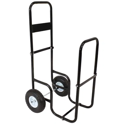 Sunnydaze Indoor/outdoor Steel Rolling Firewood Log Cart Carrier With Wheels - 1/8 Face Cord - Black