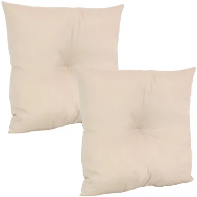Sunnydaze Indoor/outdoor Weather-resistant Polyester Square Tufted Pillow With Zipper Closures - 19" - 2pk