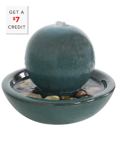 Sunnydaze Indor Tabletop Fountain Orb Design Ceramic Interior Water Feature With $7 Credit In Green