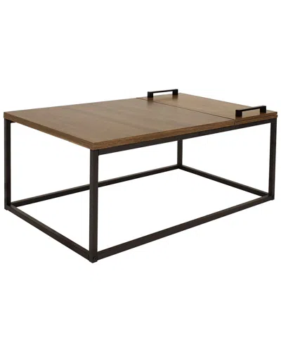 Sunnydaze Industrial-style Coffee Table With Removable Serving Tray In Brown