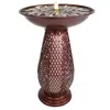 Sunnydaze Iron Crosshatch Bird Bath Water Fountain With Led Lights - 28.75"