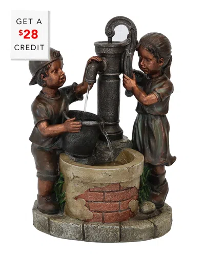 SUNNYDAZE SUNNYDAZE JACK & JILL WATER PUMP AND WELL OUTDOOR WATER FOUNTAIN 24IN FEATURE WITH $28 CREDIT