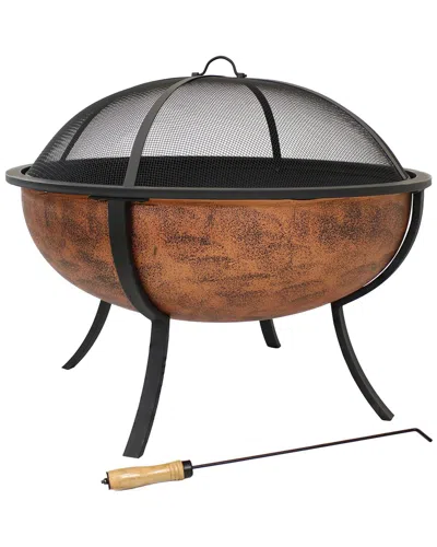 Sunnydaze Large Copper Finish Outdoor Fire Pit Bowl With Screen In Multi