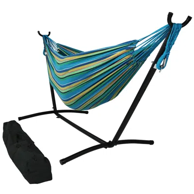 Sunnydaze Large Double Brazilian Hammock With Stand And Carrying Case - 400 Lb Weight Capacity In Green