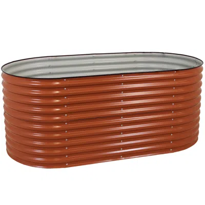 Sunnydaze Large Oval Steel Raised Garden Bed - Stand-up Height - 79" W X 32" H In Brown