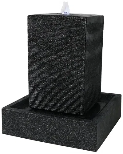 Sunnydaze Large Pillar Outdoor Water Fountain With Led Lights In Grey