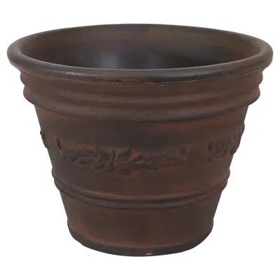 Sunnydaze Laurel 13" Polyresin Double-walled Uv-resistant Outdoor Flower Pot Planter - Rust
