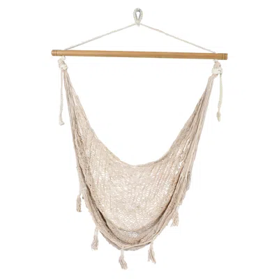Sunnydaze Lightweight Cotton/nylon Rope Outdoor Mayan Hammock Chair In Neutral