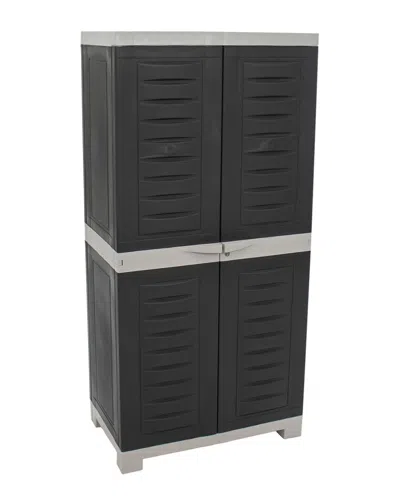 Sunnydaze Lockable Storage Cabinet With 3 Adjustable Shelves In Black