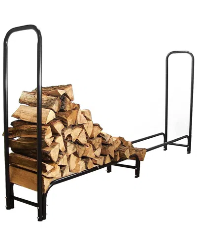 Sunnydaze Log Rack 8' Black Steel Outdoor Firewood Stacker Storage Holder