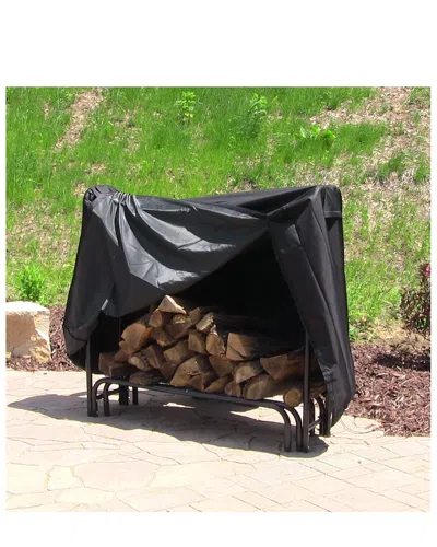 Sunnydaze Log Rack Cover Waterproof Polyester In Black