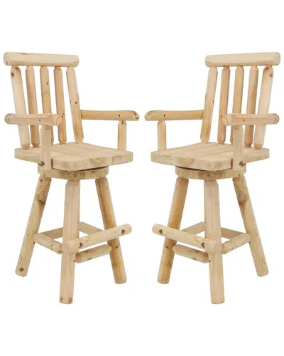 Sunnydaze Log Style Rustic Bar Stool In Brown