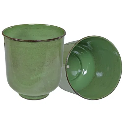 Sunnydaze Macetero De Exterior De Metal Vivian - Juego De 2 In Green