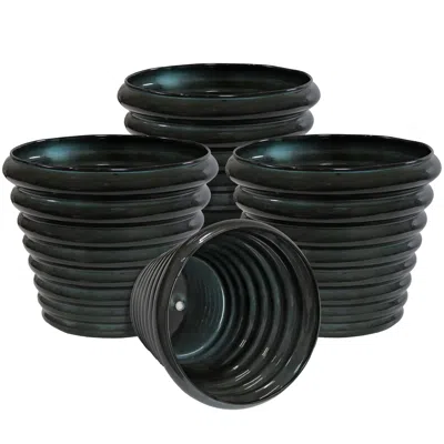 Sunnydaze Macetero De Exterior Molly Metal - Juego De 4 In Black