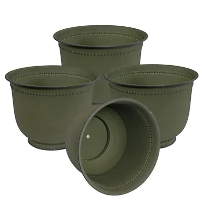 Sunnydaze Macetero De Metal Para Exterior Michael - Juego De 4 In Green