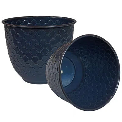 Sunnydaze Macetero De Metal Para Exteriores Dinah - Juego De 2 In Blue