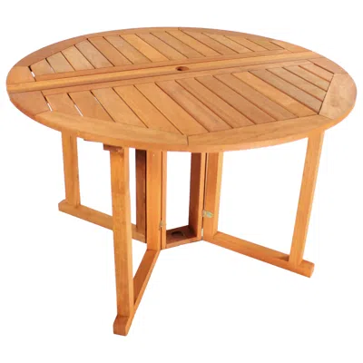 Sunnydaze Malaysian Hardwood Gateleg Round Patio Table With Teak Oil Finish - 47.25" Diameter X 29" H
