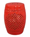 Sunnydaze Marrakesh Lattice Ceramic Garden Stool In Red