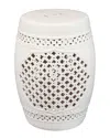 Sunnydaze Marrakesh Lattice Ceramic Garden Stool In White
