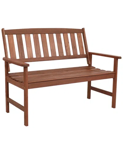 Sunnydaze Meranti Wood 2-seat Bench In Brown