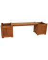Sunnydaze Meranti Wood Outdoor Planter Box Bench With Teak Oil Finish In Brown