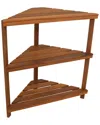 Shop Sunnydaze Meranti Wood Teak Oil Finish 3-tier Indoor/outdoor Corner Plant Stand In Brown