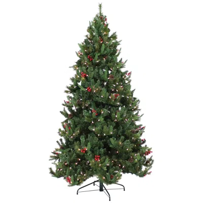 Sunnydaze Merry Berries Pre-lit Artificial Christmas Tree - Green