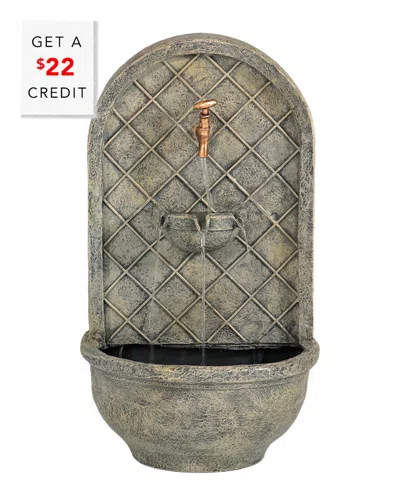 Sunnydaze Messina Solar Wall Fountain With $22 Credit In Grey