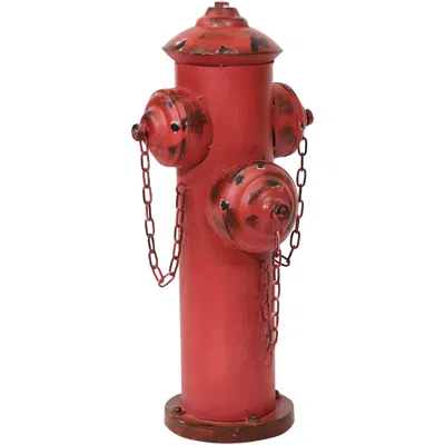 Sunnydaze Metal Fire Hydrant Outdoor Statue In Red