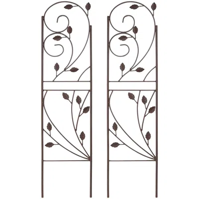 Sunnydaze Metal Wire Rustic Plant Design Garden Trellis For Outdoor Climbing Flowers And Vines - 32" H - Brown In Black