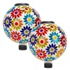Sunnydaze Midsummer Dahlias Glass Mosaic Indoor/outdoor Gazing Globe With Solar Light - 10" Diameter - Blue, Y In Multi