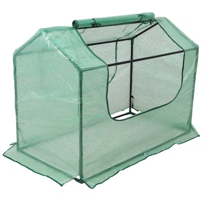Sunnydaze Steel Raised Garden Bed With Pe Greenhouse Cover - Green - 4' X 2'
