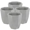 Sunnydaze Modern Faceted Polyresin Outdoor Flower Pot Planter - 14.75" - Light Gray - 4pk