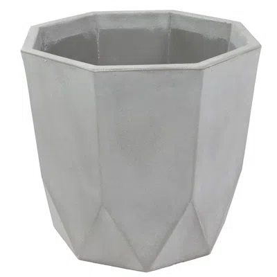 Sunnydaze Modern Faceted Polyresin Outdoor Flower Pot Planter - 14.75" - Light Gray