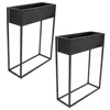 Shop Sunnydaze Modern Simplicity 27.5" H Cold-rolled Steel Outdoor Elevated Planter - Black Powder-coated Finish - 