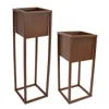 Sunnydaze Modern Simplicity Cold-rolled Steel Outdoor Elevated Planter - Set Of 2 - 8.25" Square X 19.75" H An