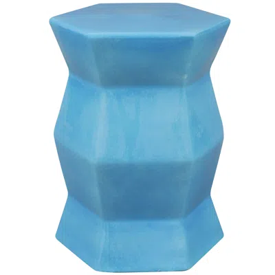 Sunnydaze Moderno Geometric Ceramic Stool In Blue