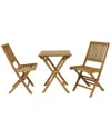Sunnydaze Nantasket 3pc Teak Folding Outdoor Bistro Set In Brown