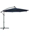Sunnydaze Outdoor Cantilever Offset Patio With Solar Led Lights, Crank, And Cross Base - 10' In Blue