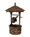 Sunnydaze Old-fashioned Wood Wishing Well Outdoor Water Fountain Feature In Brown