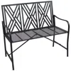Sunnydaze Outdoor 2-person Iron Geometric Lattice Patio Bench - Black