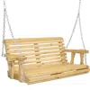 Shop Sunnydaze Outdoor 2-person Traditional Wooden Porch Swing With Hanging Chains - 58.5-inch - Brown