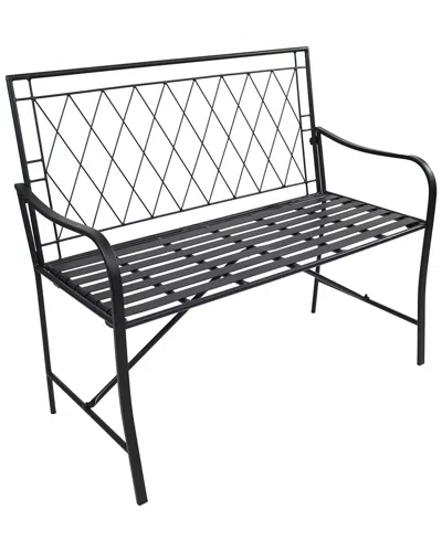 Sunnydaze Outdoor 2-person Iron Argyle Diamond Patio Bench In Black