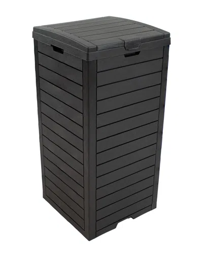 Sunnydaze Outdoor 39-gallon Trash Can In Black